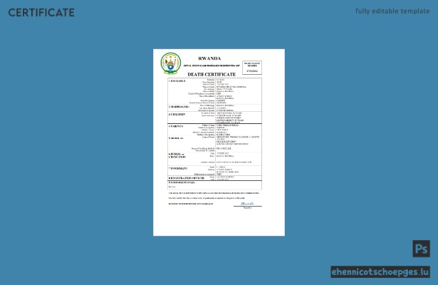 Beispiel einer Sterbeurkunde aus Ruanda (Word- und PDF-Datei)